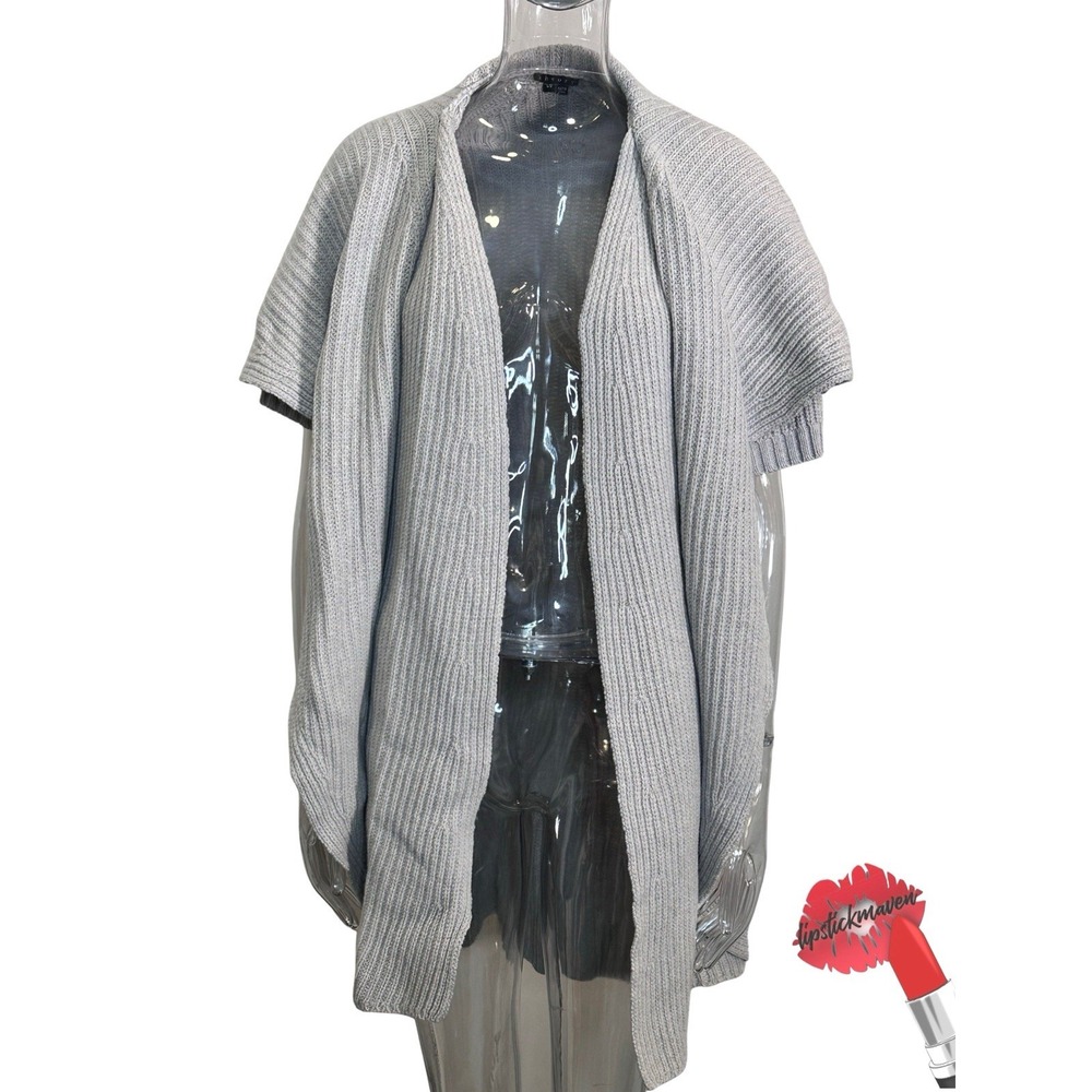 Theory Long Cardigan Women Large Grey Wool Cashmere Lagenlook‎ Boho Oversized